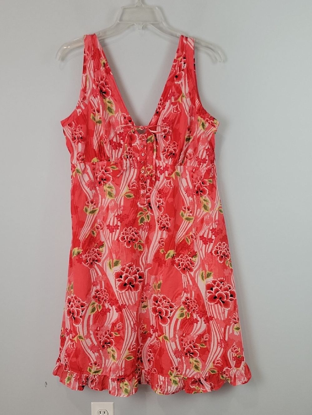 RAVIYA sundress red floral babydoll dress XL y2k 90s Summer Tropical